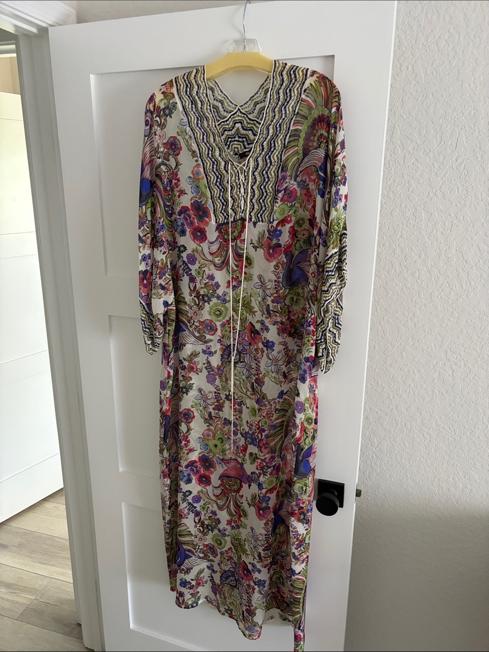 Roberto Cavalli Cream Maxi Dress with Multicolor Floral Print